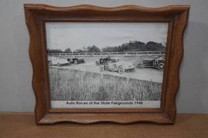 lot 169 image: Framed Photograph of Auto Races at the State Fairgrounds 1948