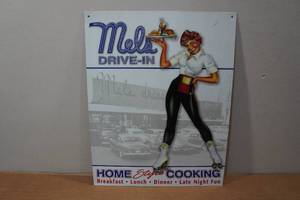 lot 254 image: Vintage Mels Drive-In Metal Sign