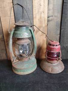 lot 17 image: 2 Vintage Lanterns Richards & Conover, K.O.P & L, Co.