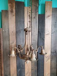 lot 21 image: Gorgeous Turn of the Century Ornate Hanging Lamp With Gorgeous Detail