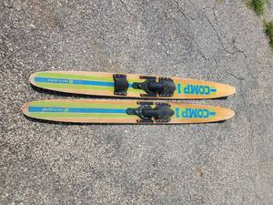 lot 38 image: Comp 1 Cut n Jump Wooden Skis with Great Coloring
