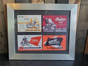 lot 54 image: Indian Motorcycle Framed 40s and 50s Brochures