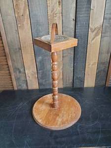 lot 55 image: Awesome Wood Standing Ashtray and Glass Ashtray