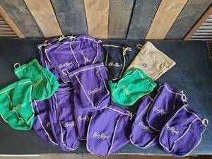 lot 65 image: Crown Royal Bags of different Styles and Colors One is a Suede Bag all in good condition