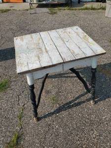 lot 82 image: Very Cool Great Patina Wooden Table  This is such a Cool Looking Table