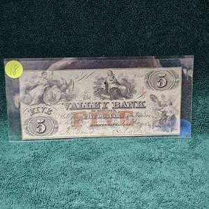 lot 18 image: The Valley Bank of Maryland, 1856 $5 Bank Note