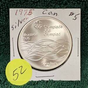 lot 52 image: 1975 Montreal Canada $5 Silver 1 oz