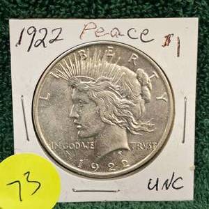 lot 73 image: 1922 Peace $1 UNC