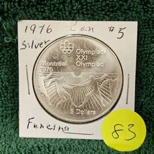 lot 83 image: 1976 Canada $5 Fencing Silver Coin