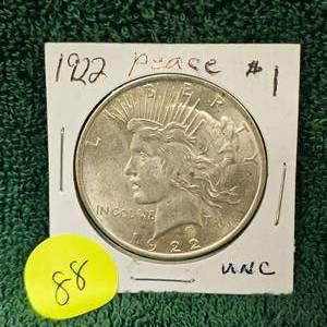 lot 88 image: 1922 Peace Dollar Uncirculated