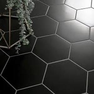 lot 1 image: 16 Boxes of  MSI Glassel Nero Hexagon Matte Porcelain Tile 9 in. x 10 in., Floor and Wall (6.89 sq. ft.Case) Customer Returns See Pictures