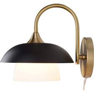 lot 8 image: Lot of Alsy 9.5 in. 1-Light Black and Gold Sconce with Metal and Frosted Glass Shade Customer Returns See Pictures