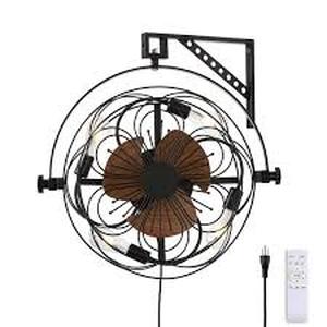 lot 9 image: FANNEHONNE 18 in. Black Farmhouse Ceiling Fan with Light Cage Enclosed Ceiling Fan with Remote Modern Bedroom Ceiling Light w Fan Customer Returns See Pictures