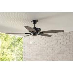 lot 11 image: Hampton Bay North Pond 52 in. IndoorOutdoor Matte Black Ceiling Fan with Downrod and Reversible Motor Light Kit AdaptableCustomer Returns See Pictures