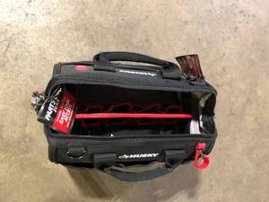 lot 14 image: Husky 16 in. Large Mouth Tool Bag with Parts Bin Zone Customer Returns See Pictures