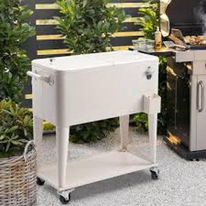 lot 20 image: Karl home 80 qt. Food & Beverage Hard-Side Patio Cooler Milky White Customer Returns See Pictures