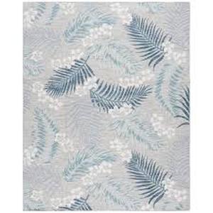lot 23 image: SAFAVIEH Sunrise GrayBlue Ivory 8 ft. x 10 ft. Oversized Tropical Reversible IndoorOutdoor Area Rug  Cushions Customer Returns See Pictures