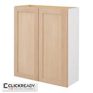 lot 34 image: Hampton Bay 36 in. W x 12 in. D x 30 in. H Ready to Assemble Wall Kitchen Cabinet in Unfinished with CLICKREADY Technology Customer Returns See Pictures