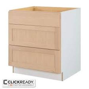 lot 39 image: Hampton Bay 30 in. W x 24 in. D x 34.5 in. H Ready to Assemble Sink Base Kitchen Cabinet in Unfinished with CLICKREADY Technology  Customer Returns See Pictures