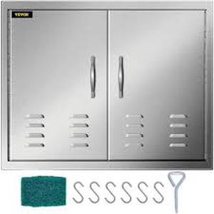 lot 50 image: VEVOR 30 in. W x 21 in. H Double Stainless Steel Access Doors with Vents BBQ Grill Doors for Outdoor Use  Customer Returns See Pictures
