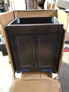 lot 41 image: Glacier Bay Delridge 25 in. Single Sink Chocolate Bath Vanity No Sink Included Customer Returns See Pictures