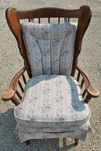 lot 208 image: Antique wingback wooden rocking chair
