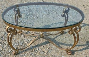 lot 181 image: Hallway table, Iron base glass-top