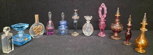 lot 186 image: Collection of 11 Antique perfume bottles