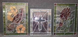 lot 191 image: 3 pieces of stained glass