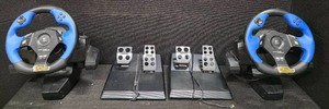 lot 196 image: Logitech Driving Force steering wheel and gas pedal set  x2