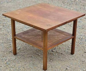 lot 244 image: MCM Walnut and cane end table