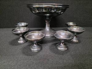 lot 256 image: Sheffield metal Ice Cream Bowl Set