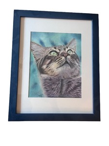 lot 3A image: Framed Origial Artwork of Cat Portrait