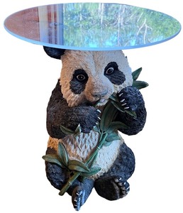 lot 14 image: Panda Bear Side Table with Glass Top