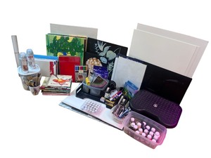 lot 82 image: Comprehensive Art Supplies Collection with Canvases, Paints, and Brushes