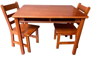 lot 95 image: Childs Wooden Table with 2 Chairs Set