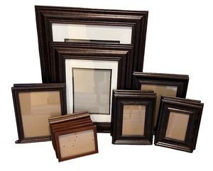 lot 105 image: Assorted Set of 9 Picture Frames in Dark Wood Finish