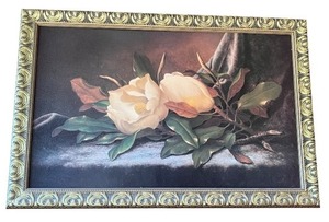 lot 13 image: Framed Floral Still Life Art Print with Ornate Gold Frame