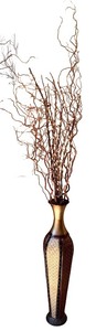 lot 51 image: Tall Decorative Metal Floor Vase with Dried Branch Arrangement
