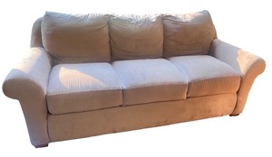 lot 64 image: Beige 3-Cushion Upholstered Sofa with Rolled Arms