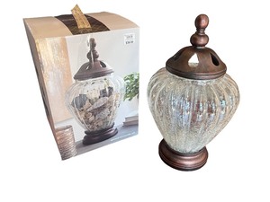 lot 68 image: Decorative Glass Apothecary Jar with Bronze Finish Lid