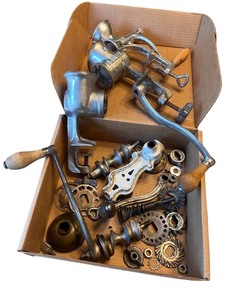 lot 78 image: Collection of Vintage Metal Meat Grinders and Parts