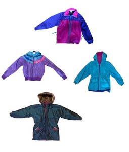 lot 93 image: Set of 4 Childrens Vintage Windbreaker Jackets Mixed Brands