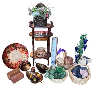 lot 145 image: Fall Decor and Home Accent Collection with Leaf Plate, Candle Holder, Baskets and Accessories