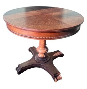 lot 150 image: Antique Round Pedestal Side Table with Carved Details