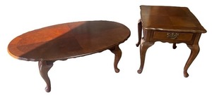 lot 152 image: Coffee Table and Matching Queen Anne Side Table Set