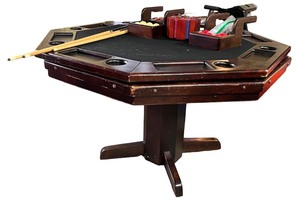 lot 186 image: Wooden Octagon Poker Table with Accessories