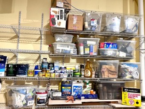 lot 190 image: Lot of Painting Supplies, Stains, Tools and Hardware Storage Bins