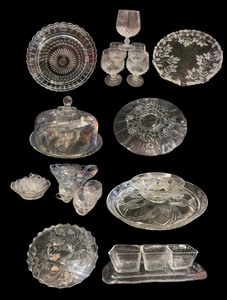 lot 120 image: Collection of Vintage and Cut Glass Serving Pieces and Drinkware