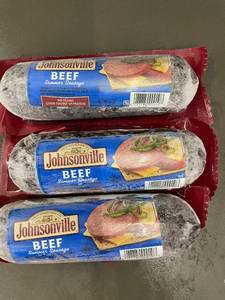 lot 18 image: 3 Johnsonville Beef Summer Sausage Rolls 12 oz Each